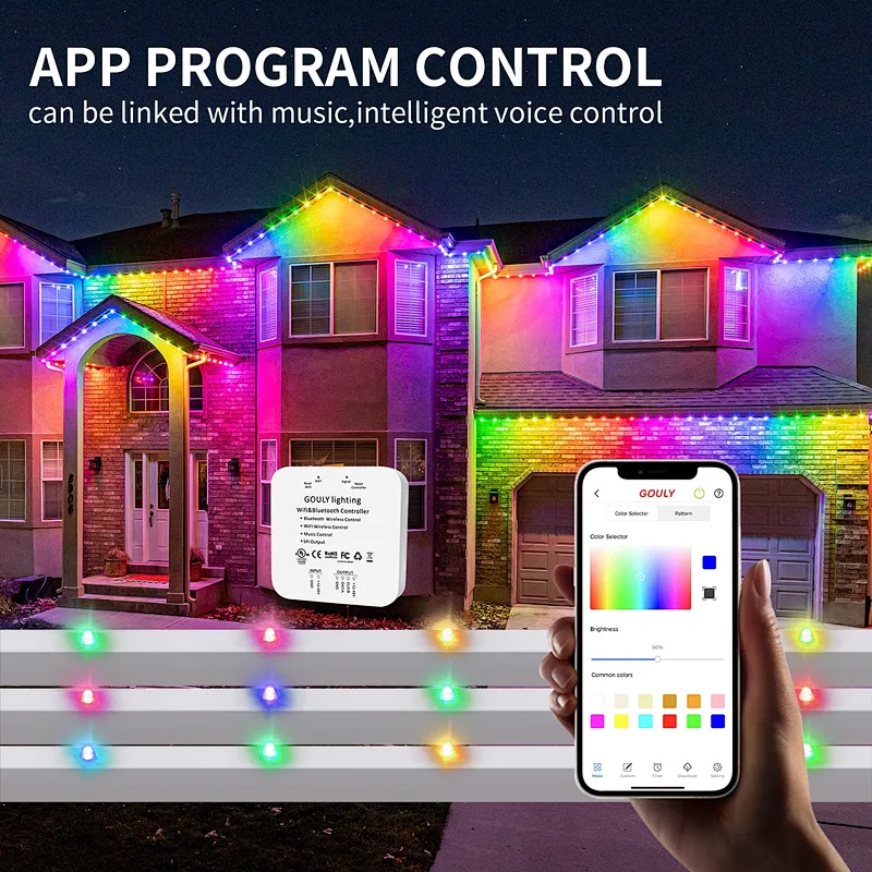 IP68 Outdoor Waterproof Eave Light RGBW Smart Chasing LED Permanent Pixel Light